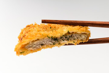 Pork cutlet on white background