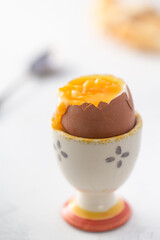 soft boiled egg with yolk dripping down