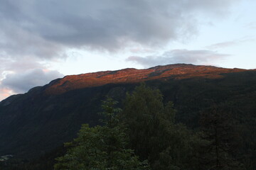Fototapeta na wymiar Sunset in the mountains of Norway.