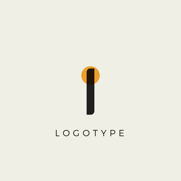 Creative letter I for logo and monogram. Minimal artistic style letter with yellow spot for education, festive and party or technology graphic. Vector typographic design