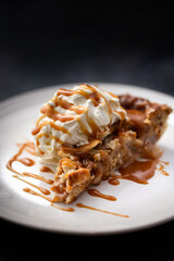 Pear and caramel tart drizzled with salted caramel sauce