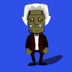 zombie grandfather walking dead, cartoon character ilustration vector eps.