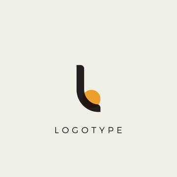 Creative letter L for logo and monogram. Minimal artistic style letter with yellow spot for education, festive and party or technology graphic. Vector typographic design