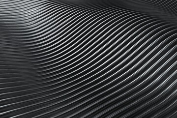 3D rendering closeup abstract black silver and white stripe slicing wavy background. Minimalism illustration concept. Graphic design wallpaper and backdrop