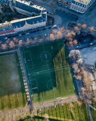 Drone View of Soccer Fields in Norrebro, Copenhagen