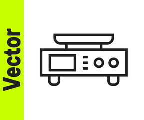 Black line Electronic scales icon isolated on white background. Weight measure equipment. Vector.