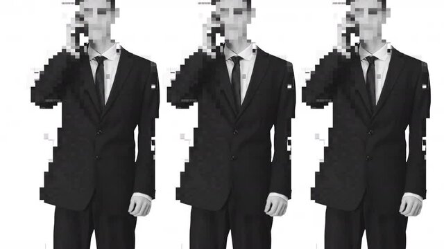 Glitching footage of businessman on phone