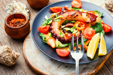 Octopus salad with vegetables