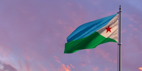 3d rendering of the national flag of the Djibouti