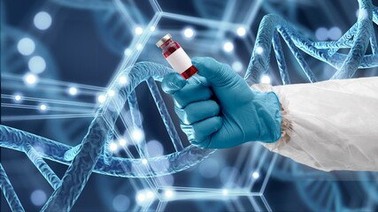 Scient classic DNA structure illustration and vaccine