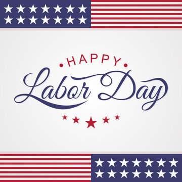 Happy Labor Day emblem letter on the white background