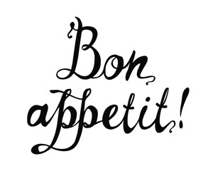Fototapeta premium Bon Appetit. Good Appetite in French. Vector word of calligrapic letters black on white