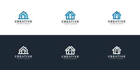 set of house logo design template