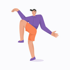 Happy man dancing isolated on white background