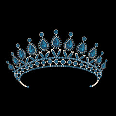 vector image of a princess tiara in blue on a black © Nataliia Kheilo