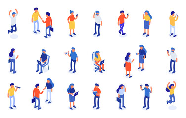 Isometric a large set of people. Vector illustration.