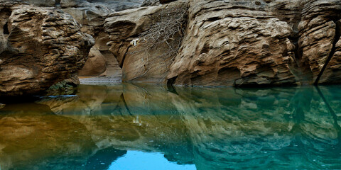  canyon and water hole at sam phan bok on the riverside of the mekong river Thailand