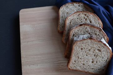 Homemade Whole bread sliced and toasted in the morning.