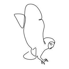 An owl bird pouncing, hunting a pray. Continuous one line drawing