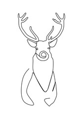 Deer with beautiful antler. Continuous one line drawing