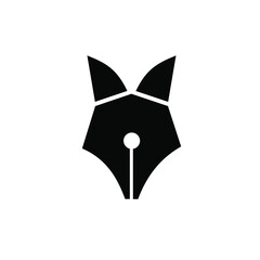 FOX PEN SIMPLE LOGO CONCEPT FOUNTAIN PEN NIB AS A FOX HEAD vector logo icon illustration design
