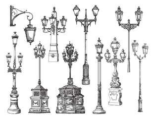 Fototapeta na wymiar Vector set of decorative architectural elements lanterns