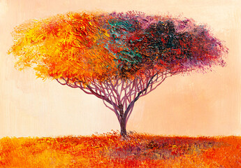 Tree, oil painting, artistic background - 408776389
