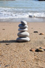 Fototapeta na wymiar High quality image. Photograph of some stones in balance. Image of calm and balance.