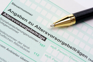 Formular für Steuererklärung ans Finanzamt