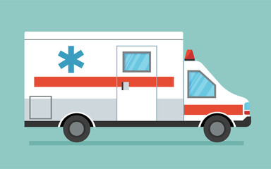 Ambulance car. First aid during isolation. Modern vector flat illustrations