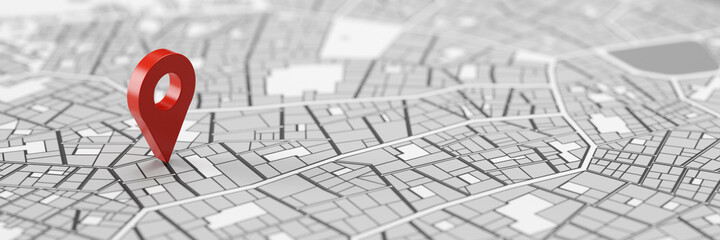 Rote GPS Standort Markierung auf Stadtplan