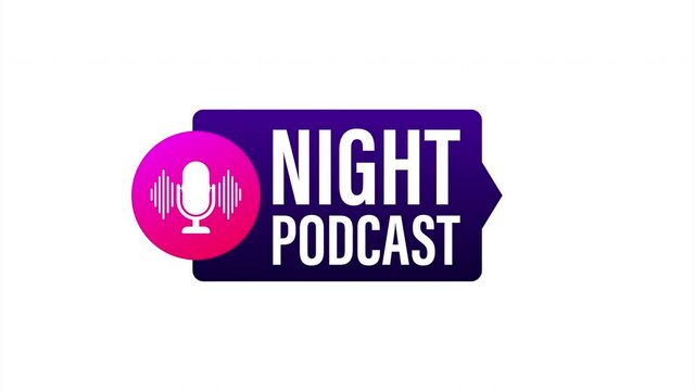 Night Podcast icon, symbol in flat isometric style isolated on color background. stock illustration.