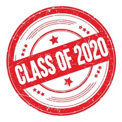 CLASS OF 2020 text on red round grungy stamp.