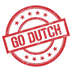GO DUTCH text written on red vintage stamp.