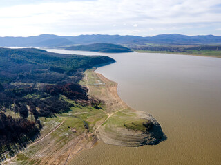 Aerial view of Zhrebchevo Reservoir, Bulgaria