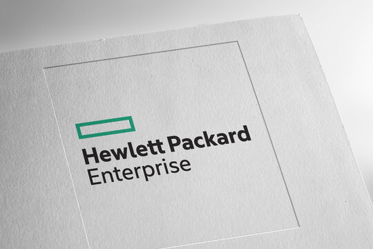 Hewlett Packard Enterprise logo on textured paper