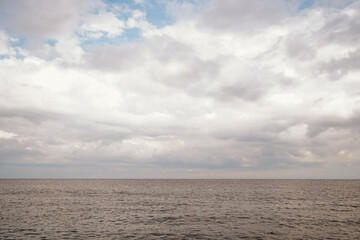 Beautiful sky over the sea. Complete calm at sea. Calm and beautiful sea nature. Amazing sea landscape
