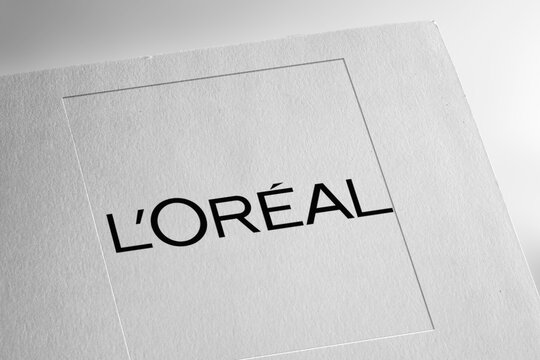Loreal logo on textured paper