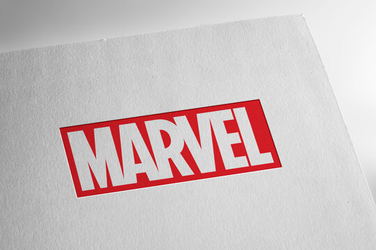 Marvel logo on textured paper