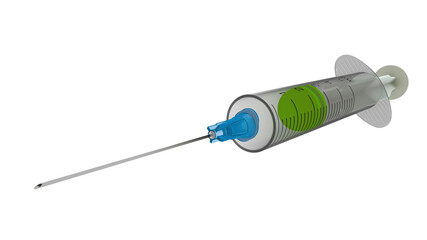Medical syringe isolated on a white background. 3D render.