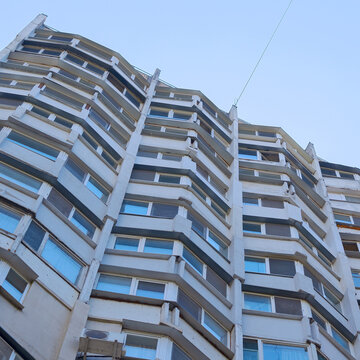 Bottom-Up View of a Multi-Storey Building. A Number of Floors of the Same Type and Are Directed to The Sky