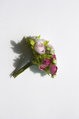 Silk flower style Cabbage Roses Bouquets isolated white background.