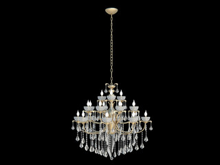 3d Render Retro chandelier  isolated on black background