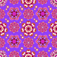 Flower floral ornament seamless vector pattern