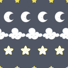 Vector night sky geometric seamless pattern background