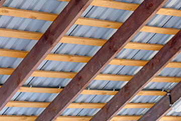 Fragment of the truss system of the summer canopy close-up