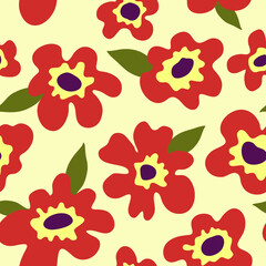 Abstract flower seamless vector pattern