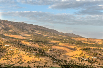 Fototapeta na wymiar Overview of mountains from Marinid Tombs, Fez, Morocco.
