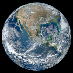 Earth image from space, globe isolated, blue planet