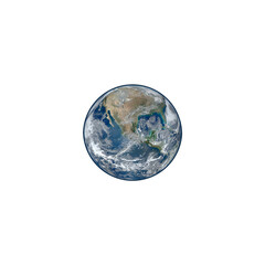 Earth image from space, globe isolated, blue planet